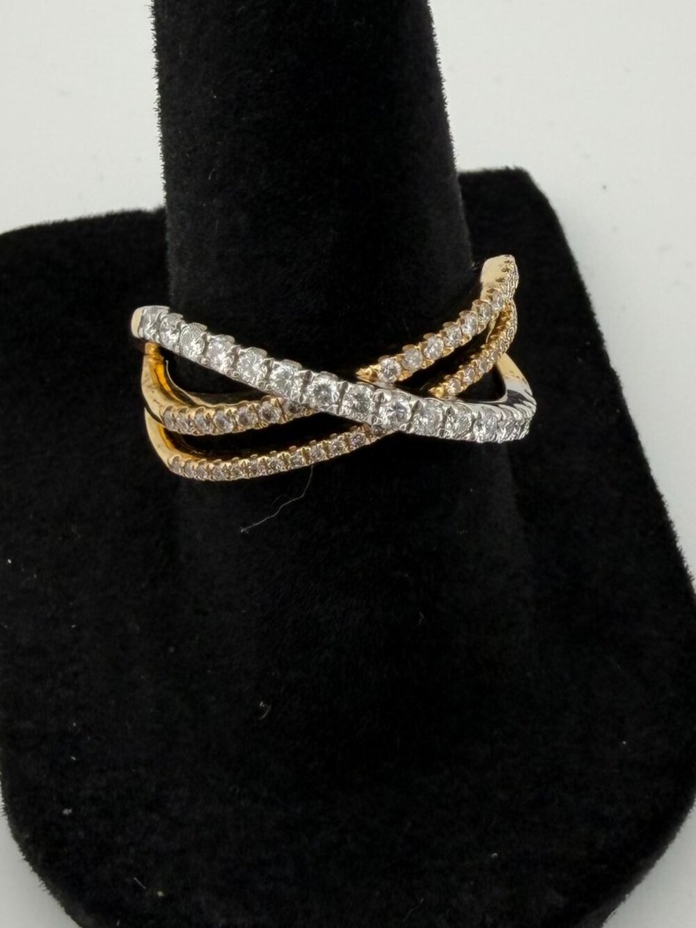 Affinity Diamonds .50 cttw Two Tone Crossover Ring Sterling/Gold Size 7
